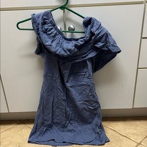 Old Navy Blue Pinstriped Off-Shoulder Blouse